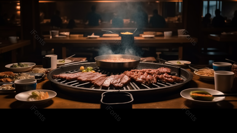 健康丰盛晚餐烤肉美食多样食材,高清,摄影图,摄影图片,图片大全,摄影图免费下载